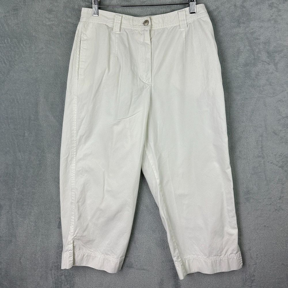 Pendleton Womens Cottonβ White Flat Front Crop Pants Size 12